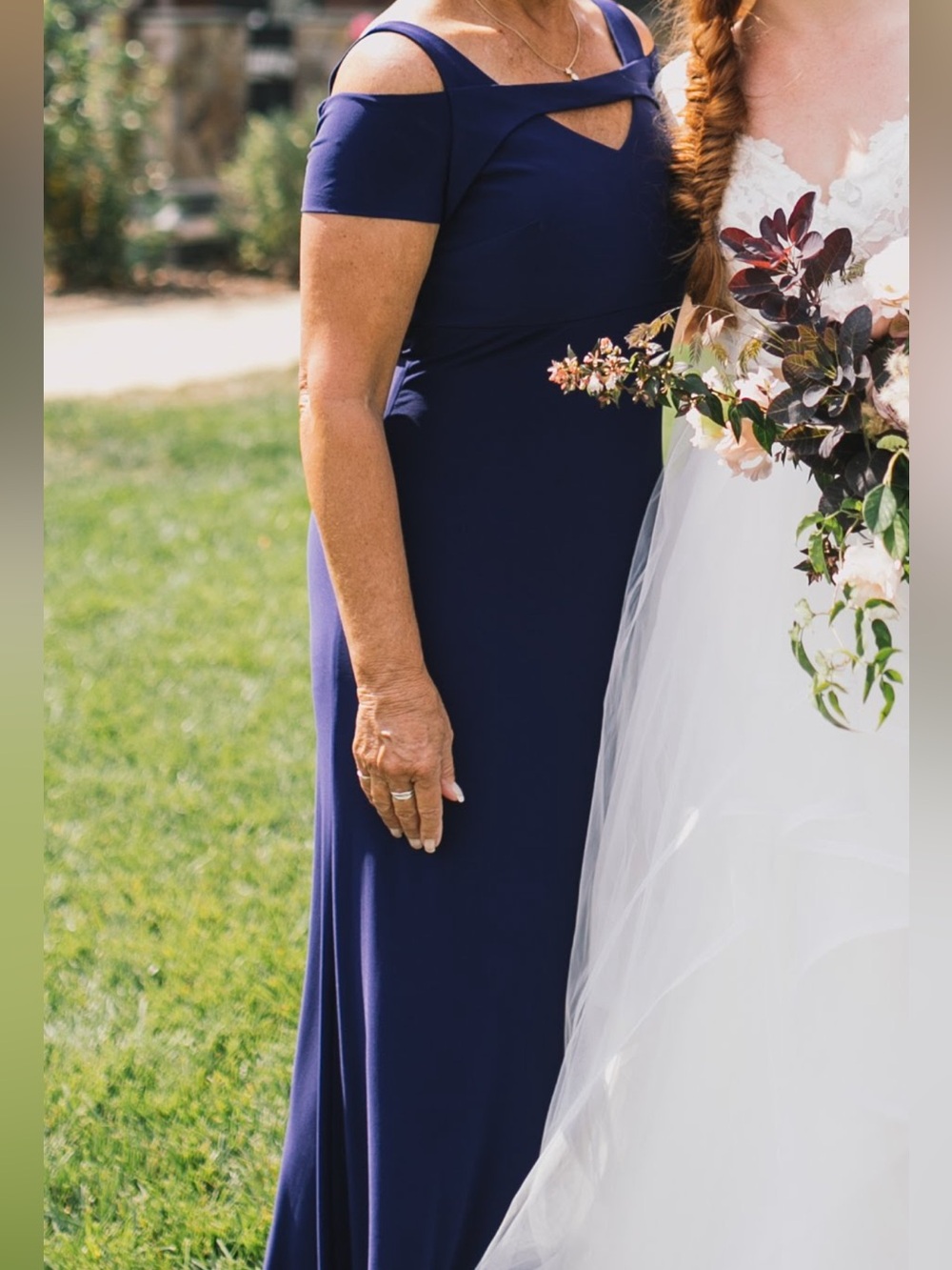 Night Way Collections Navy Cold-Shoulder Maxi Dress
